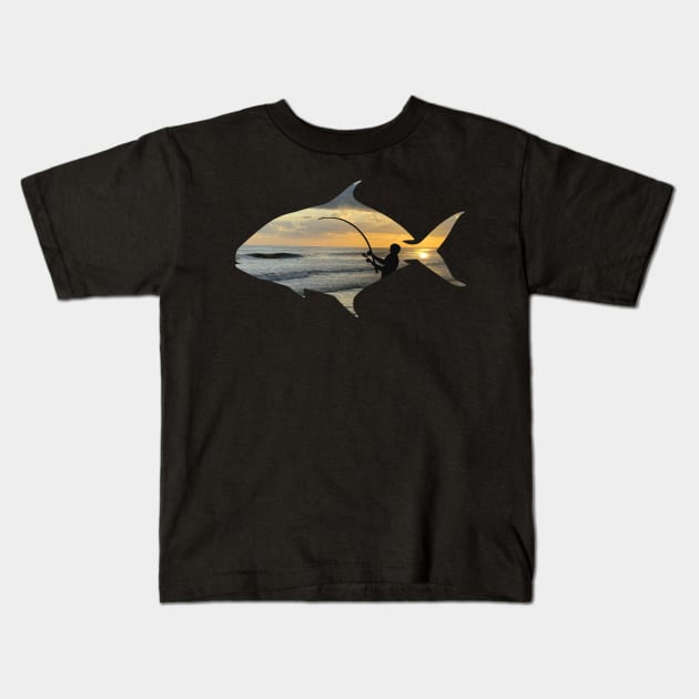 Florida pompano surf fishing Kids T-Shirt by SuthrnView